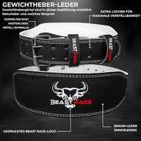 BEAST RAGE Bőr Súlyemelő Öv - 4" Párnázott Edzőtermi Derékszorító Testépítéshez, 10 Állítható Lyukkal, Fekete, S-es Méret 6