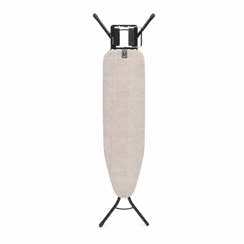 Žehliaca doska Brabantia 110x30 cm Denim Grey, poťah zo 100% Fairtrade bavlny — chýba 1 plastová koncovka na nohe (stav: viď 2. obrázok)