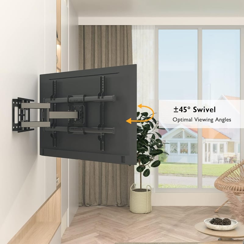Bontec TV Fali Tartó 32-80 Colos Lapos és Ívelt Képernyőkhöz, Dönthető-Forgatható, 60 kg Teherbírás, VESA 600x400 mm Kompatibilis