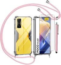 Xiaomi Poco F4 GT Átlátszó Szilikon Tok Rózsaszín Zsinórral és Fóliával 1