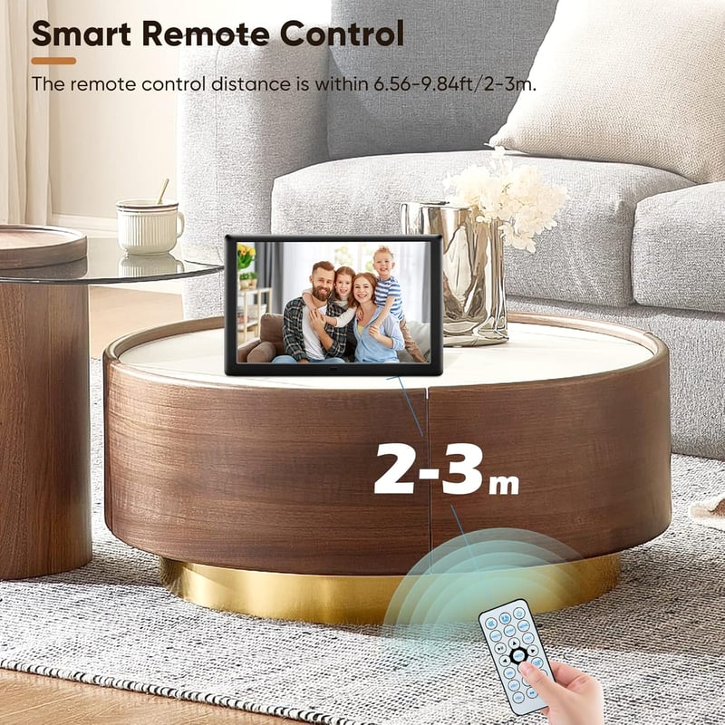 Yontwe 10" Digitális Képkeret 1280x800 Felbontással - Fotó/Videó/Zene Lejátszó, USB/SD Kártya, Távvezérlővel, Naptár és Ébresztő Funkcióval