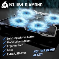KLIM Wind Diamond 4 ventilátoros laptop hűtő - Erős 1200 RPM - PS4 PS5 kompatibilis - teal 2