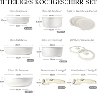 GiPP 11 részes edénykészlet levehető fogantyúval, tapadásmentes bevonattal, indukciós főzőlappal kompatibilis, sütőben használható, alumíniu 2