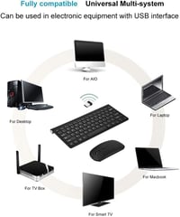 Ergonomikus vezeték nélküli billentyűzet és egér szett - Vízálló, újratölthető, csendes, fekete - PC, laptop, Smart TV 5