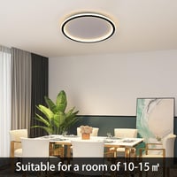 MOONSEA Fekete LED Mennyezeti Lámpa 41,5 cm - Távirányítós, Fényerőszabályozható, 28W, 3000K-6000K Állítható Színhőmérséklet, Hálószobába, K 6