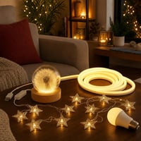 Esti fényvarázs lámpacsomag: LED lámpatalp + 2 m LED szalag + 16 LED csillagfüzér + E27 izzó 1