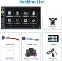 Podofo 2DIN Autórádió 7" Érintőképernyővel - CarPlay és Android Kompatibilis, Bluetooth, Tolatókamera, Kormányvezérlés, FM, USB, Színes Vilá 8