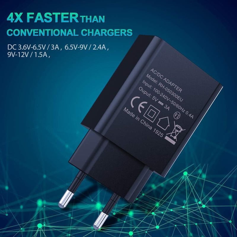 Raspberry Pi 3A Micro USB Töltő - 5V/3A EU Adapter, Fekete