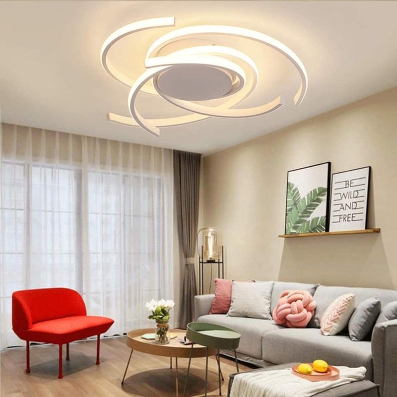 minifair Modern LED Mennyezeti Lámpa Távirányítóval - Spirál Virág Dizájn, Fehér, Fényerőszabályozható, Konyhasziget és Étkezőasztal Világít