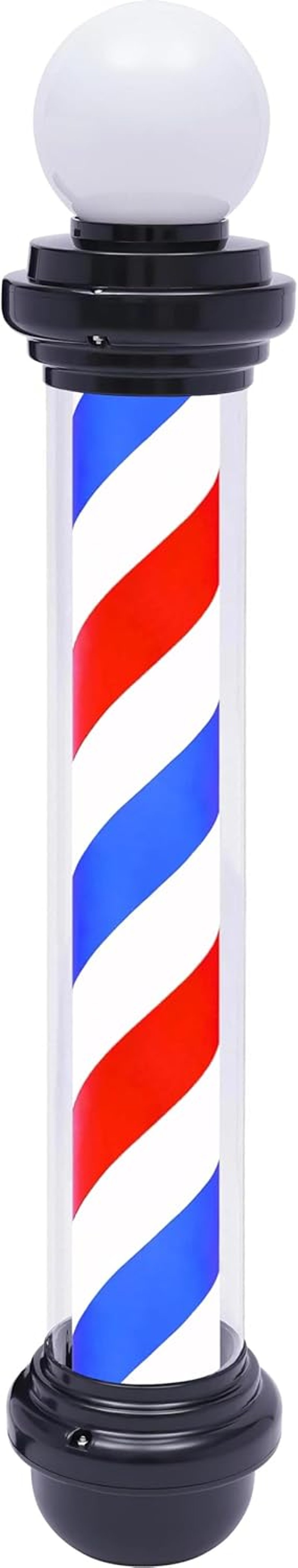 WDZD Klasszikus Forgó Borbélypólus 100 cm - Piros-Fehér-Kék Csíkos LED Világítással - Falra Szerelhető Fodrászati Szalon Jelzőlámpa