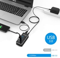 RSHTECH USB 3.0 Hub 4 portos, kapcsolókkal és tápegységgel 2