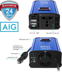 GIANDEL 300W Szivargyújtós Inverter LED Kijelzővel, USB-vel - 12V/220V Autós Áramátalakító 6
