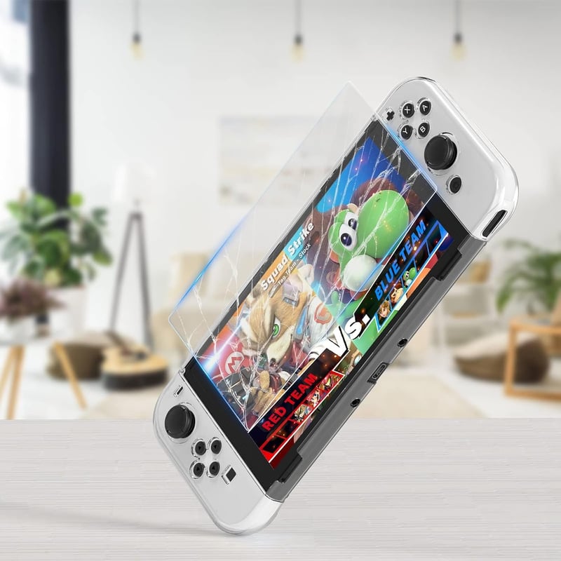 Nintendo Switch OLED védőtok és kiegészítő szett, átlátszó dokkolható tokkal