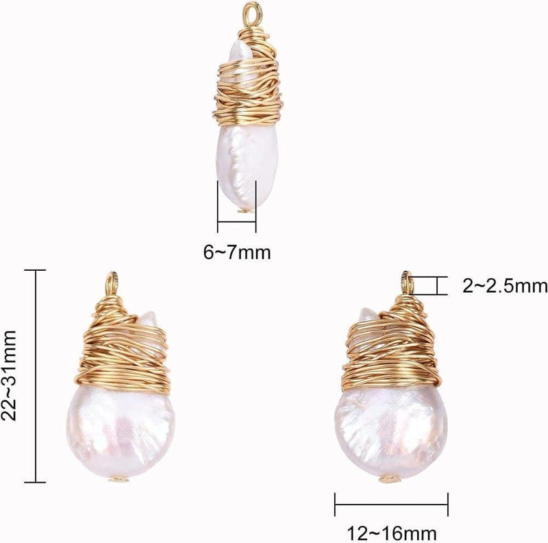Arany csepp alakú gyöngy medál, 2 darabos szett - 22-31 mm