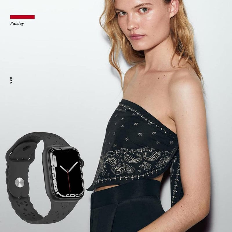 Apple Watch Légáteresztő Szilikon Sportszíj - Paisley Mintás
