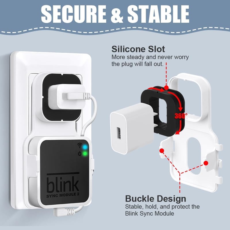 OFFCUP Fali Tartó Blink Sync Module 2-höz - Kábeltartó Konzol Blink Kamerarendszerhez, Szerszám Nélküli Rögzítés, Fehér