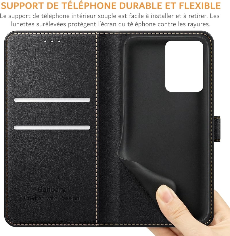 Xiaomi Redmi Note 12 4G Prémium Bőr Flip Tok - Kártyatartós, Mágneses, Állványos (Fekete)
