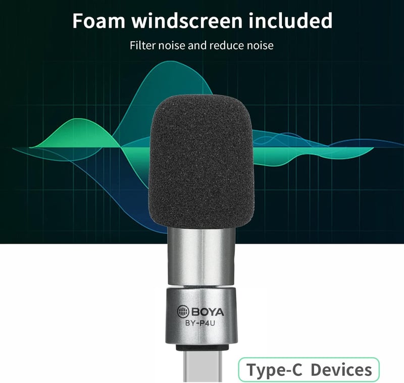 Boya BY-P4U USB-C mikrofon Android telefonokhoz és laptopokhoz, vlogoláshoz