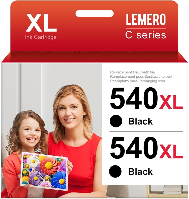 Lemero PG 540XL Fekete Tintapatron Csomag Canon Pixma Nyomtatókhoz - Nagy Kapacitású Utángyártott Patron MG3650 TS5150 MX475 Sorozathoz (2db