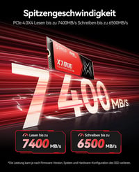 ORICO X7000 2TB M.2 NVMe SSD PCIe Gen 4 - 7400MB/s Sebesség, 17μs Válaszidő, PS5 és PC Kompatibilis, Hűtőbordával Ellátott Belső Meghajtó Já 3