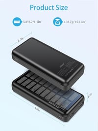 Napelemes PowerBank 48000mAh - Gyorstöltő külső akkumulátor 2 USB kimenettel 6