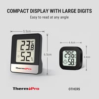 ThermoPro TP49 Digitális Mini Hőmérő és Páramérő - Beltéri Klímafigyelő Készülék Hangulatjelzővel, Fekete 2