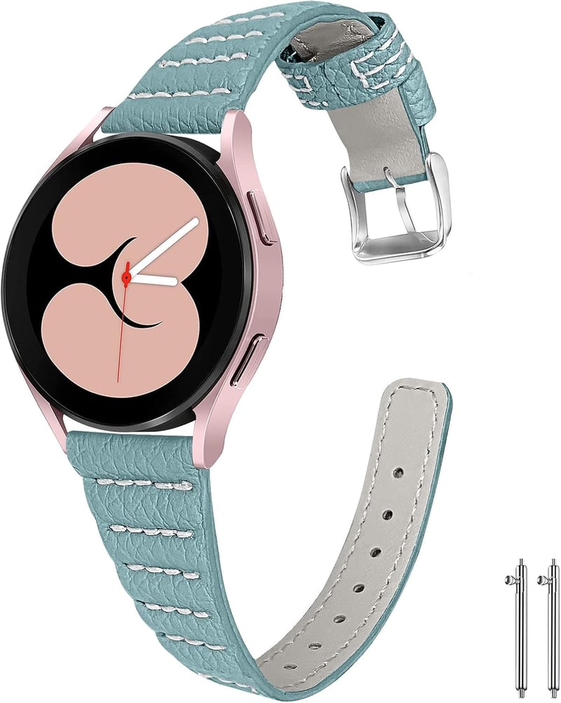 Samsung Galaxy Watch Kék Bőr Szíj 20mm Gyorskioldós