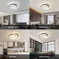 minifair Modern LED Mennyezeti Lámpa 36W 50cm - Távirányítós, Geometrikus Kerek Fekete-Fehér, Fényerőszabályozható, Nappaliba, Hálószobába,  6