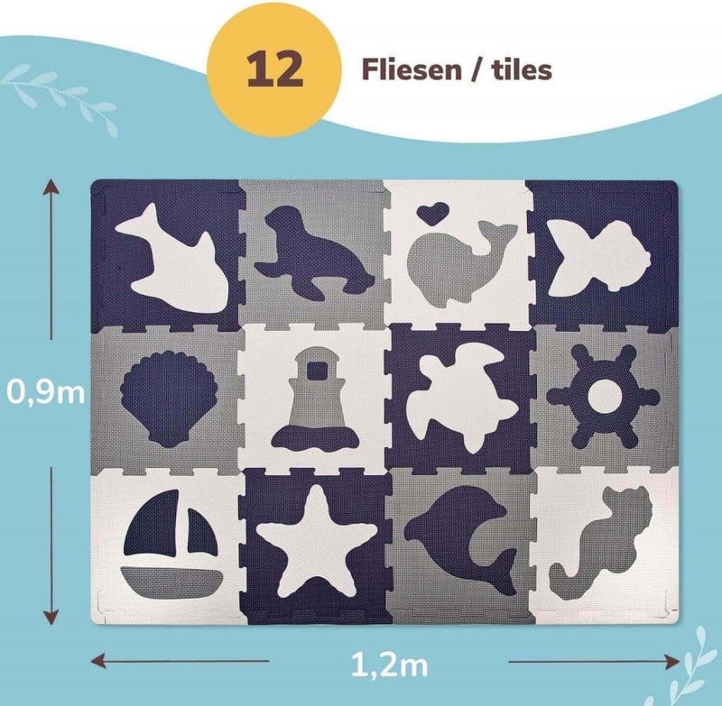 Hakuna Matte Állatos Puzzle Játszószőnyeg - 12 Csempe, TÜV Tanúsított