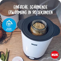 NUK Thermo Express Plus Cumisüveg Melegítő - Gyors 90 Másodperces Melegítés Otthon és Utazáshoz, Autós Adapter Kábellel, Fehér 2