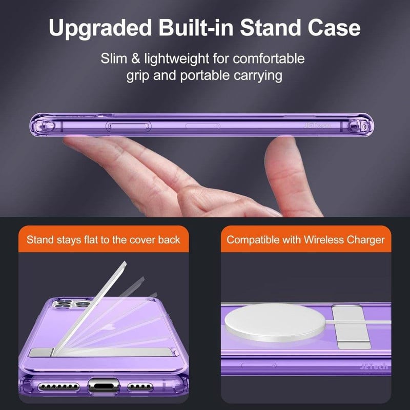 Apple iPhone 11 Pro Max Lila Áttetsző Szilikon Tok Beépített Állvánnyal
