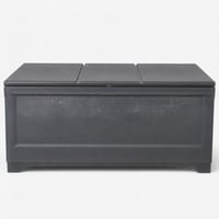 Használt Keter Cortina 100G kerti tároló láda, 380 L, szürke, fa hatású felület, 122,9 x 62,1 x 70,6 cm, kültéri párnatároló 1