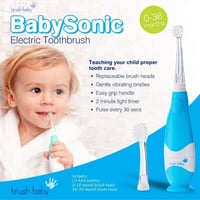 Brush-Baby BabySonic kék elektromos fogkefe 0-3 éves babáknak, LED-időzítővel 2