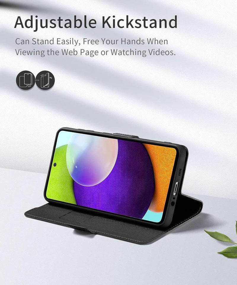 Samsung Galaxy A22 4G Mágneses Flip Tok Kártyatartóval - Fekete