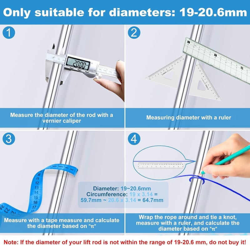 DETBOM Zuhanytartó Fúrás Nélkül 19-20,6 mm Átmérőjű Rúdhoz - 360° Forgatható ABS Króm Zuhanyfej Tartó Állítható Magassággal