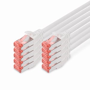DIGITUS Cat 6 S/FTP Árnyékolt LAN Patch Kábel Fehér 1 m - 9 db-os Csomag (Hiányos készlet)
