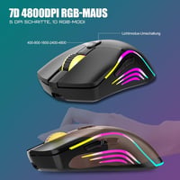RedThunder K20 Vezeték Nélküli Gaming Billentyűzet és Egér Szett, RGB Háttérvilágítás, QWERTZ, 4800DPI, Újratölthető, PC/Mac Kompatibilis 5