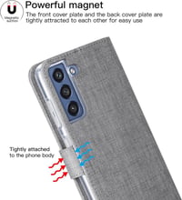 Samsung Galaxy S21 FE 5G Szürke Mágneses Pénztárcatartó Védőtok Állvánnyal 4