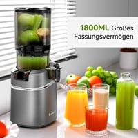 AMZCHEF Automata Gyümölcs- és Zöldségprés 250W - Széles 135mm Adagolónyílás, 1,8L Kapacitás, Hármas Szűrőrendszer, Hidegpréselés, Csendes Mo 3