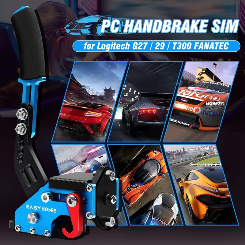 Easyhomie USB kézifékes szimulátor PC-s autóverseny játékokhoz - Logitech G27/G29/T300 kompatibilis (kék)