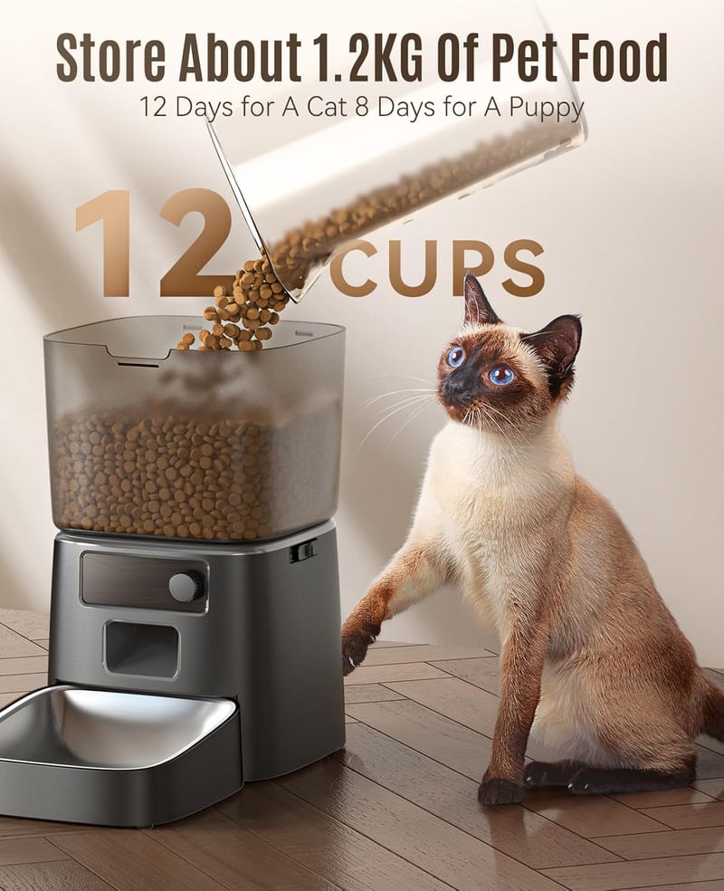 oneisall 3,5L Automata Macskaeledel Adagoló Időzítővel, 1-6 Adag/Nap, Macskák és Kutyák Számára