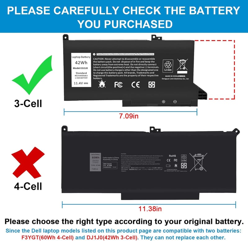 Dell Latitude 7000 sorozatú laptop akkumulátor 42WH, 6 cellás