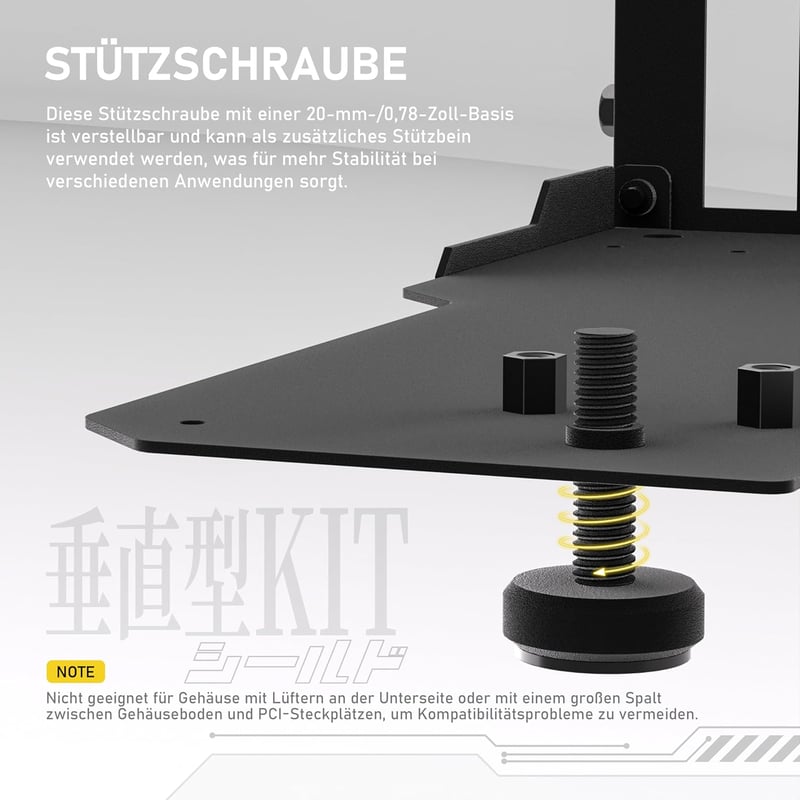 EZDIY-FAB Függőleges GPU Tartó PCIe 4.0 Riser Kábellel - 115mm Rugalmas Hosszabbító RTX40 Kártyákhoz - Fekete Shield Sorozat