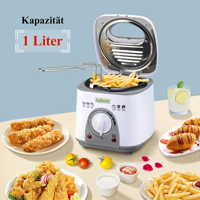 Augosma 1 literes mini olajsütő, állítható hőmérséklet, fehér