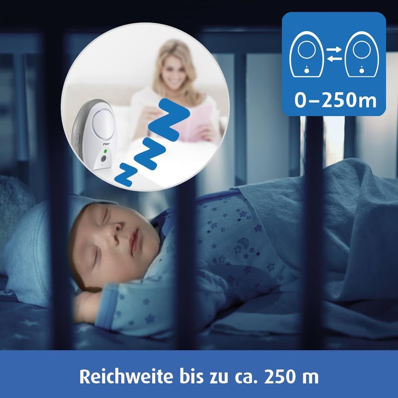 reer Neo Digital Bébiőr - Lehallgatásbiztos, Alacsony Sugárzású, 250m Hatótávolságú Babamonitor, 3 AAA Elemmel Működő Vezeték Nélküli Készül