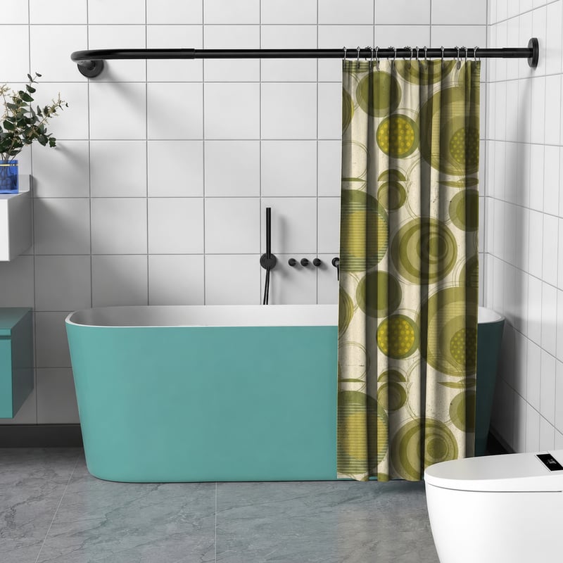 WSCMLXY Bară pentru perdea de duș de colț 70-95 x 70-95 cm, negru, oțel inoxidabil, fără găurire — Vizibil folosită (stare: vezi imaginea 2)