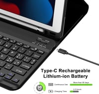 KVAGO iPad 10,2" olasz billentyűzetes tok - Bluetooth, mágneses, levehető, fekete 5