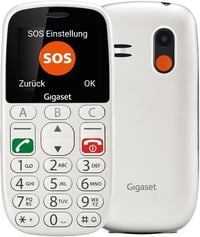 Gigaset GL390 Fehér Mobiltelefon Időseknek SOS Gombbal, 2,2" Színes Kijelző, Nagyméretű Billentyűk, Hallókészülék Kompatibilis, Kompakt GSM  1