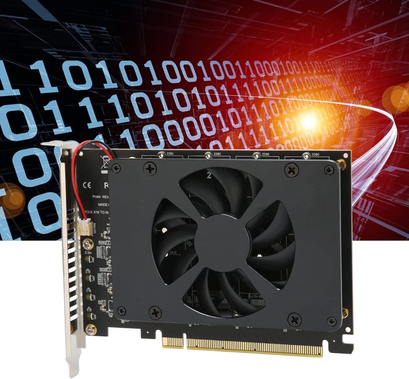 Annadue 4 portos M.2 NVMe SSD PCIe 4.0 adapter ventilátorral, RAID támogatással