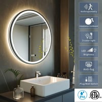 GANPE LED Szenzoros Tükör 80 cm - Kerek Mozgásérzékelős Fürdőszobai Fali Tükör, Fényerőszabályozás, Páramentesítés, IP44 Vízálló 7